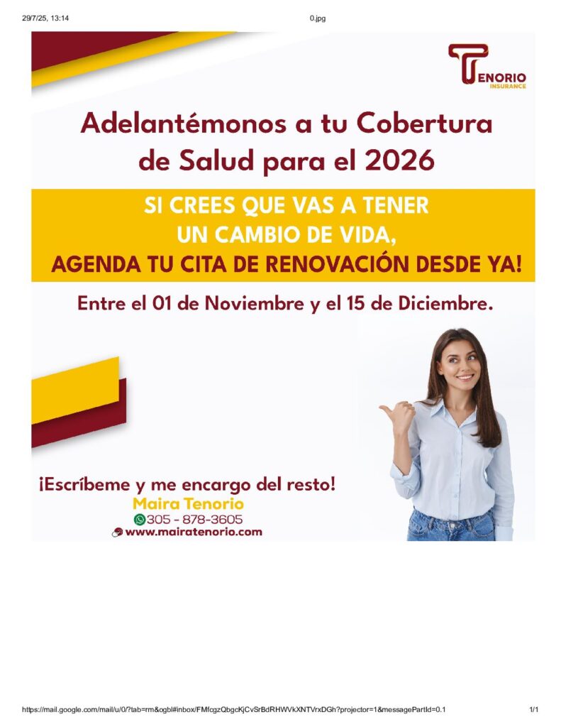 Prepárate desde ya para la renovación de tu Seguro de Salud 2026!